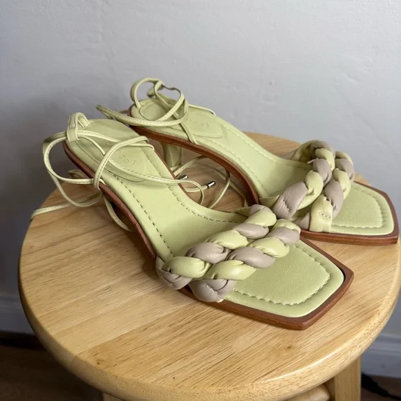 NEW Anthropologie Vicenza Braided Leather Kitten Heel Sandals - Picture 6 of 8